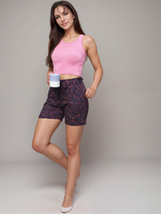 TrendiVastra Women Floral Print Lounge Shorts Casual Wear Style 1 in Multicolor lounge shorts, floral print, front view