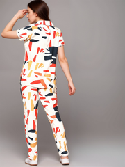 TrendiVastra Women Printed Short Sleeve Co-Ord Set Casual Wear in White co-ord set, printed design, short sleeve, style